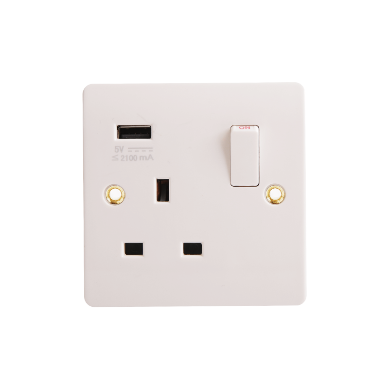 Bakelit 13A Switched Socket med USB (2.1A) HK6113V-UB