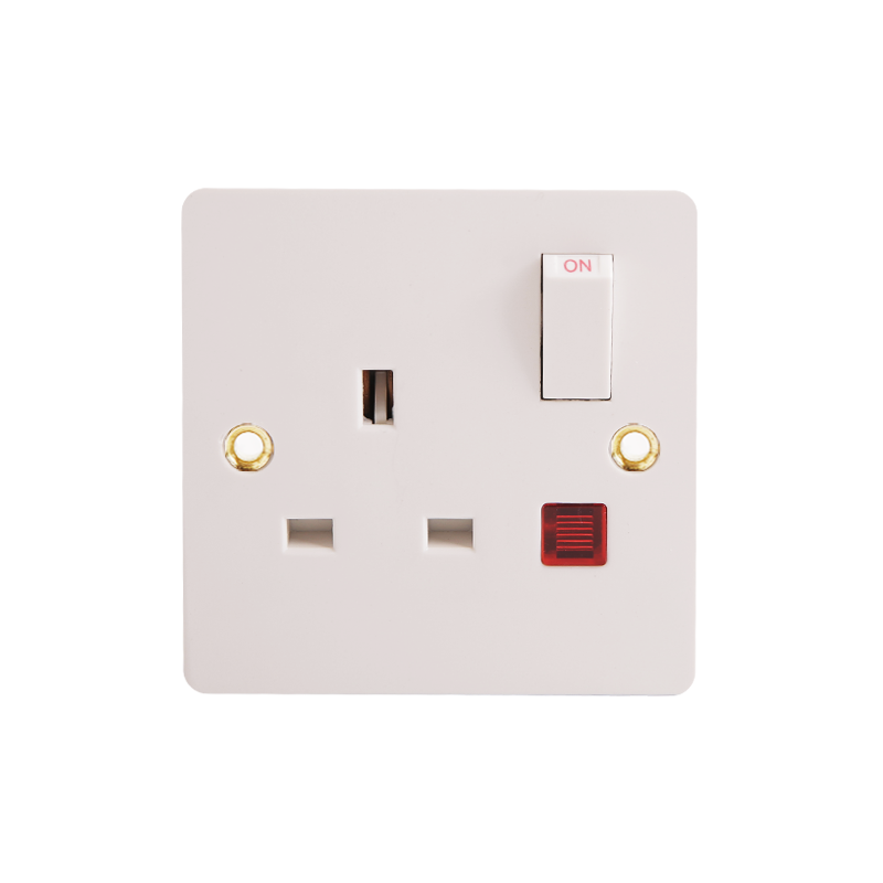 13A 1 gangs Bakelit Switched Socket med Neon HK6113WN