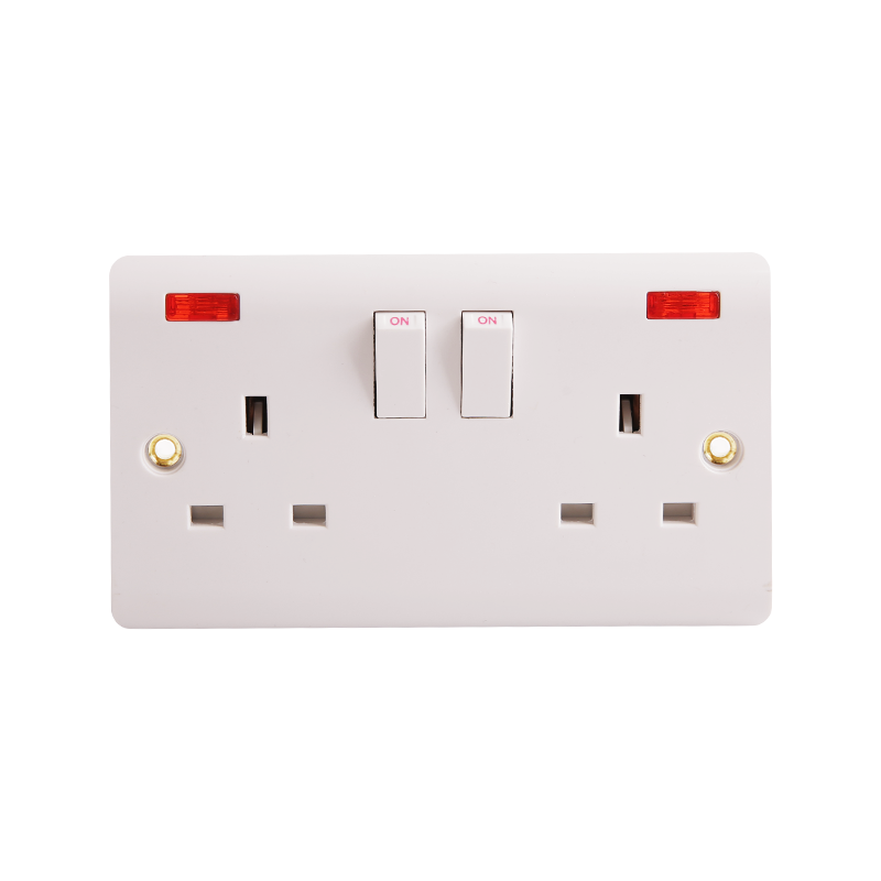 2 x 13A Bakelit Switched Socket med Neon HK6213HN