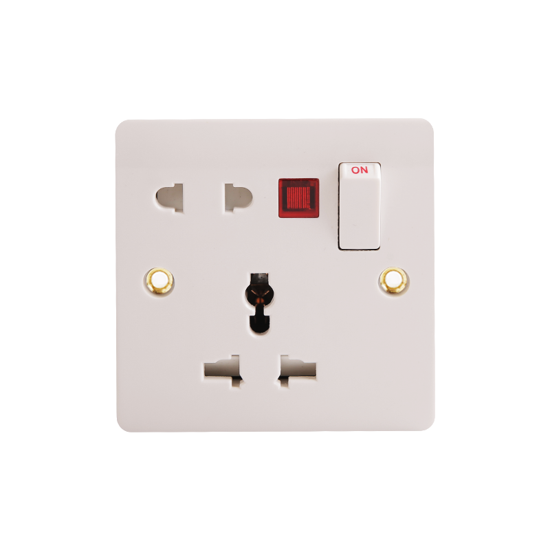 16A 1 Gang Bakelit Switched Multi-Function Socket Enkeltpolet + 2 Pin Socket med Neon HK6416VN-UN