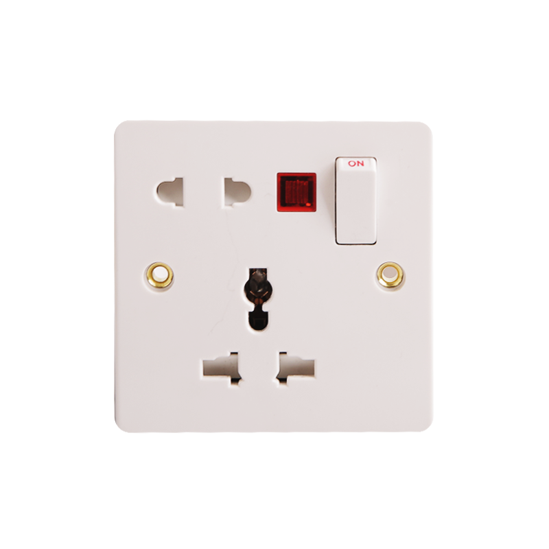 16A 1 Gang Bakelit Multi-Function Switched Socket Single Pole + 2 Pin Socket med Neon HK6416WN-UN